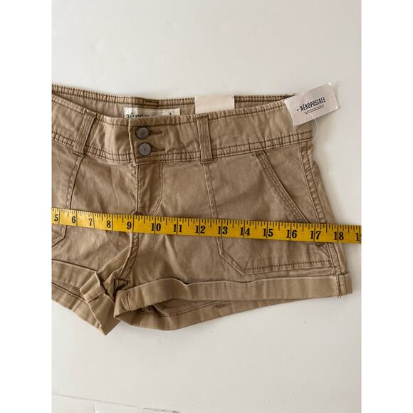 Aeropostale Khaki Low Rise Stretch Shorts Women 1/2 Flap Pockets Country - Picture 7 of 10